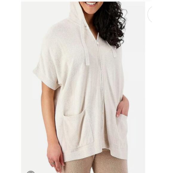 Barefoot Dreams Cozy Chic Ultra Lite Bat Wing Sleeve Zip Front Hoodie Size S/M - Picture 8 of 8